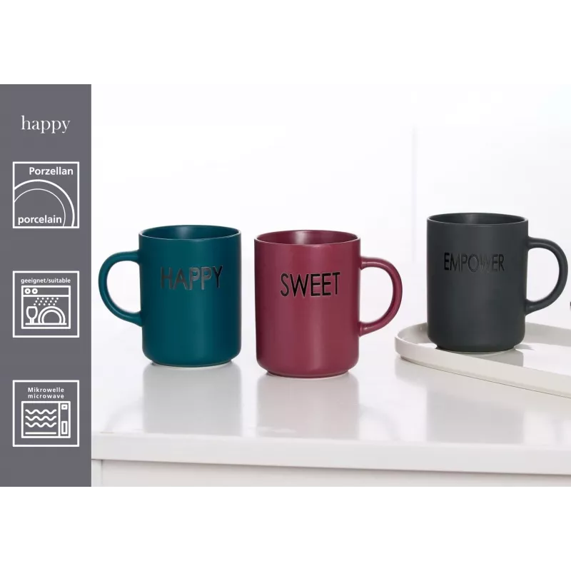 Ritzenhoff & Breker EMPOWER tazze da caffè in porcellana grigie, 390 ml, set da 4 425758