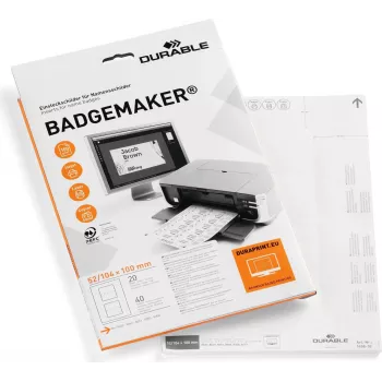 DURABLE BADGEMAKER etichette inserto 52 x 100 mm, bianco, 100 pezzi 145802
