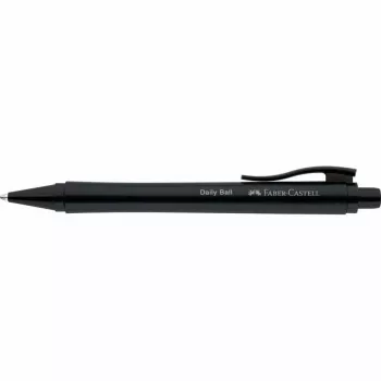 Faber-Castell Daily Ball penna a sfera a pressione, inchiostro blu, 0,6 mm XB, impugnatura antiscivolo nera 140690