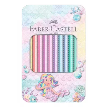 Faber-Castell Sparkle Jumbo matite colorate triangolari, set da 10 pezzi, colori assortiti, mina 3,8 mm, zona Soft-Grip, antirottura, legno certificato FSC 210910