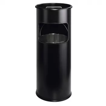DURABLE Cestino portarifiuti in metallo 17L rotondo con posacenere, nero 333001