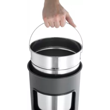 DURABLE Cestino portarifiuti in metallo 17L rotondo con posacenere, nero 333001