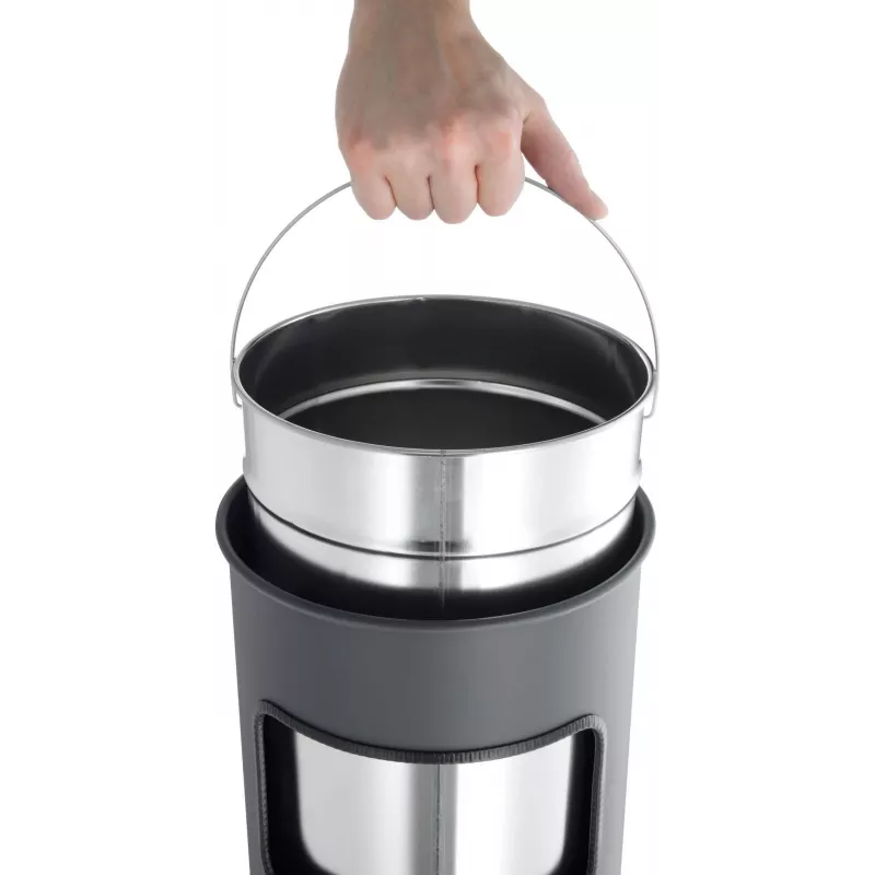 DURABLE Cestino portarifiuti in metallo 17L rotondo con posacenere, nero 333001