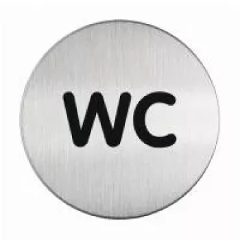 DURABLE PICTO cartello per porta WC, rotondo 83 mm, autoadesivo, argento/nero 490723