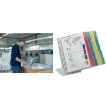 DURABLE FUNCTION TABLE 20 A4 sistema da tavolo con pannelli espositivi, 20 pannelli, cornice nera, base grigio chiaro 568800
