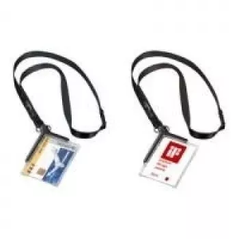 DURABLE 820758 Portabadge trasparenti con clip e spilla, confezione da 10