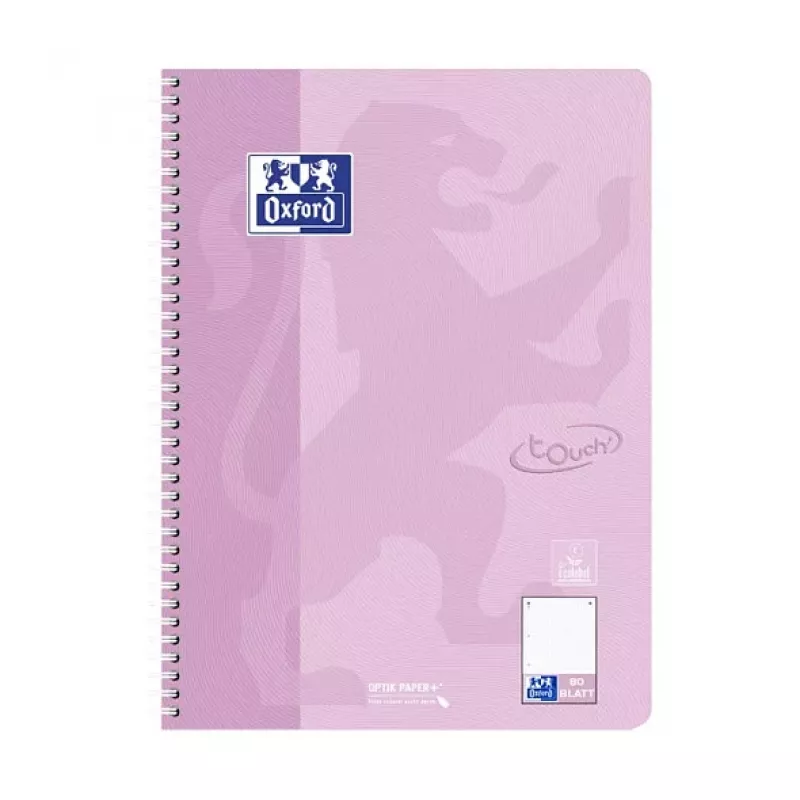 OXFORD Blocco notes TOUCH a quadretti con margine A4, 80 fogli, 90 g/m², colori assortiti 400196079