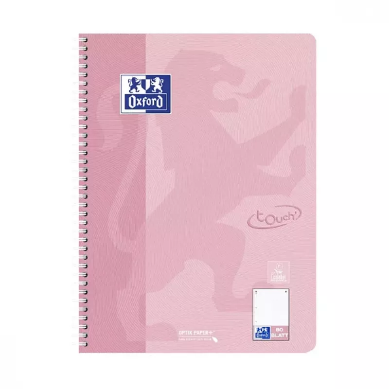 OXFORD Blocco notes TOUCH a quadretti con margine A4, 80 fogli, 90 g/m², colori assortiti 400196079