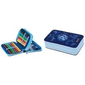 HERLITZ Dolphin Ride Astuccio portapenne a due scomparti, 23 pezzi completo, cerniera, fodera interna colorata 400205858