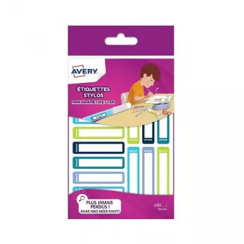 AVERY Etichette per penne, carta, 10 x 50 mm, bordi colorati, angoli arrotondati, scrivibili a mano, adesione permanente - 30 etichette (RESMI30G)
