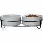 Ritzenhoff & Breker TARO Set doppia ciotola per cani, 880 ml, gres grigio con supporto in metallo nero 450521