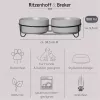 Ritzenhoff & Breker TARO Set doppia ciotola per cani, 880 ml, gres grigio con supporto in metallo nero 450521