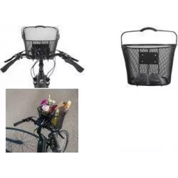 FISCHER E-Bike PLUS Cestino da manubrio, filo d'acciaio a maglia fine, nero, chiusura rapida, 5 kg 50653