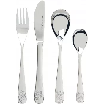 Set posate per bambini Ritzenhoff & Breker HOFTIERE, 4 pezzi, acciaio inox con motivi animali della fattoria 819144