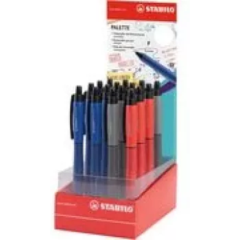 Espositore da banco penne roller STABILO Palette, 16 penne gel di colori diversi, 0,4 mm retrattili, punta in metallo 268/16-01