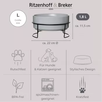Ritzenhoff & Breker TARO set ciotole 1,8L grigio gres ceramica 450484