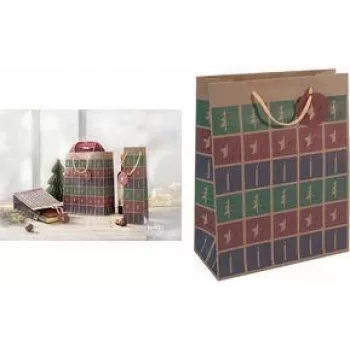 SIGEL GT044 sacchetto regalo natalizio con fustellatura, piccolo, cartone kraft marrone 157 g/m², 1 pezzo
