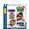 Staedtler Lumocolor set pennarelli permanenti 317 C14 - 14 colori diversi, punta fine 0,6 mm