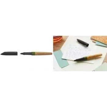 STABILO Grow penna a sfera - fusto verde muschio/rovere, inchiostro blu, Soft Ball, impugnatura ergonomica in plastica, meccanismo a pressione, ricaricabile 6032/1-41