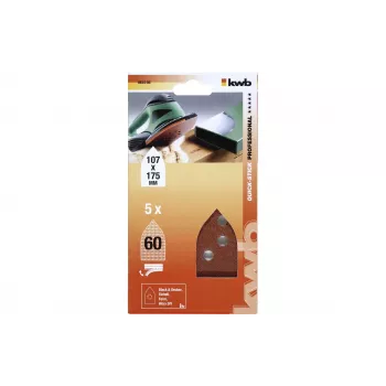 KWB 493406 Dischi abrasivi delta P60 175 x 107 mm confezione da 5 con velcro