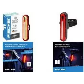 FISCHER FAHRRAD Luce posteriore LED per bici, ricaricabile, nero/rosso 50089:FISCHER