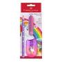 Faber-Castell Einhorn set di scrittura Jumbo, viola, 3 pezzi, mina 3 mm, forma triangolare ergonomica 111528