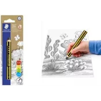 Staedtler Noris Junior matita in grafite - 2B, nero/giallo a strisce, fusto rotondo, pezzo singolo 141-2B BK