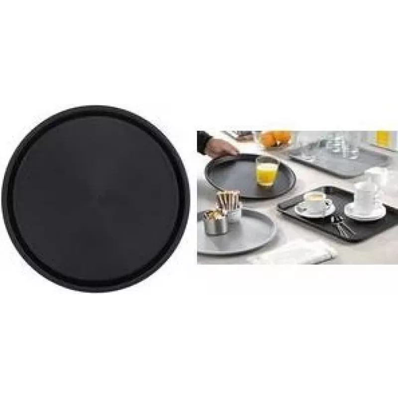 Esmeyer OHIO vassoio rotondo da portata, plastica nera, superficie antiscivolo gommata, 35 cm 307-016