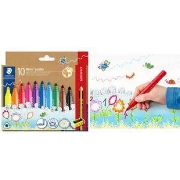 STAEDTLER Noris jumbo pennarelli a fibra, 3,0 mm, triangolare, lavabili, confezione convenienza da 10 328-B C10P