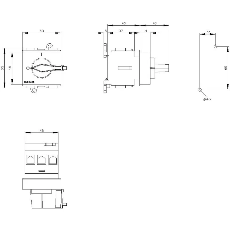 Siemens SENTRON 3LD2 sezionatore di carico tripolare 25A 690V rosso/giallo 3LD21300TK13