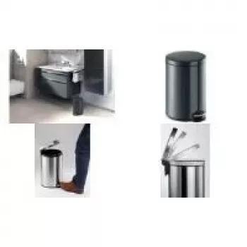 DURABLE cestino pedale metallo 20L rotondo argento 341258