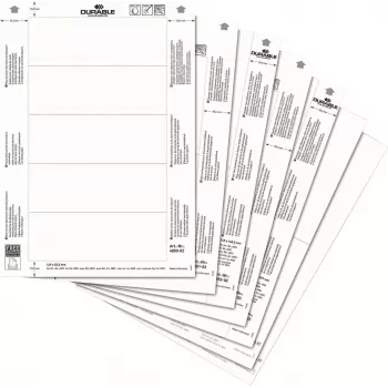 DURABLE etichette da inserire A4 210 x 297 mm, 10 fogli, bianco, cartoncino 170 g/m², laser/inkjet 485602