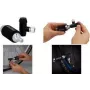 FISCHER pompa a mano per bicicletta con gonfiatore CO2, testa valvola universale per Schrader, Dunlop, Presta, 8 bar, nero/argento 50392