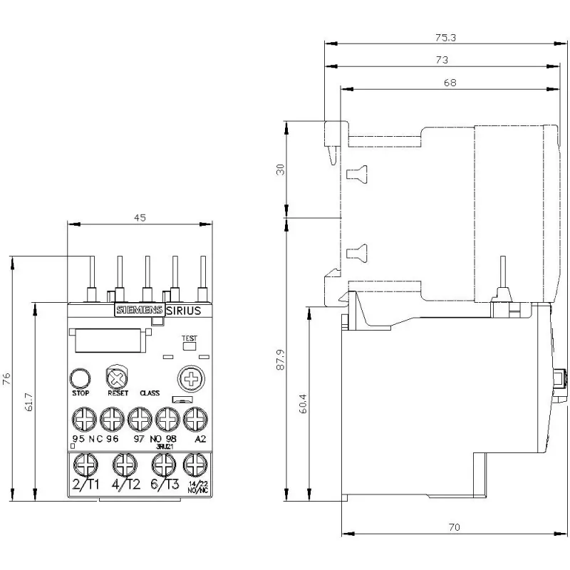 SIEMENS SIRIUS 3RU21 protezione termica da sovraccarico 1,8-2,5A S00 morsetti a vite 3RU21161CB0