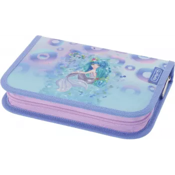 Herlitz Mystic Mermaid astuccio portapenne completo, 31 pezzi, blu/rosa, poliestere 300001564