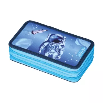 Herlitz astuccio portapenne a doppio scomparto Cosmic Explorer, 23 pezzi, 2 cerniere, fodera interna colorata 400197545