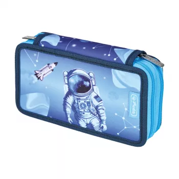 Herlitz astuccio portapenne a doppio scomparto Cosmic Explorer, 23 pezzi, 2 cerniere, fodera interna colorata 400197545
