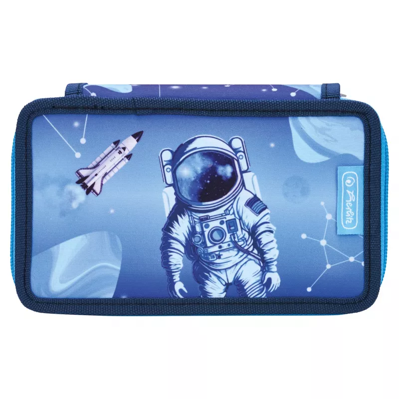 Herlitz astuccio portapenne a doppio scomparto Cosmic Explorer, 23 pezzi, 2 cerniere, fodera interna colorata 400197545