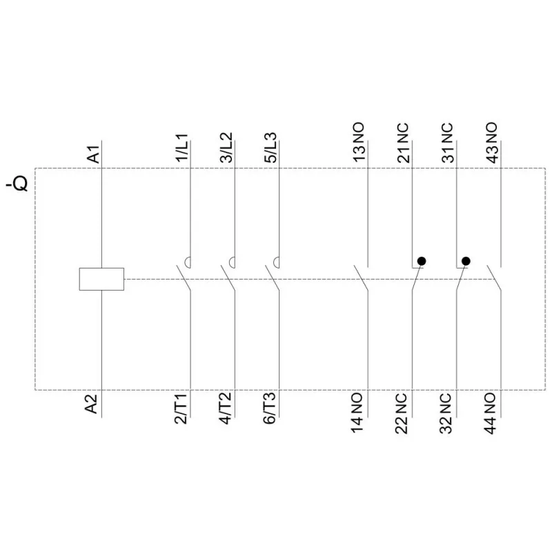 SIEMENS contattore AC-3 22kW/400V 2NO+2NC 230V AC 50A S2 morsetti a vite (3RT20361AP04)