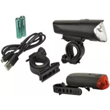 FISCHER set di illuminazione LED per bicicletta 40/20/10 lux, omologato StVZO, nero (85346)
