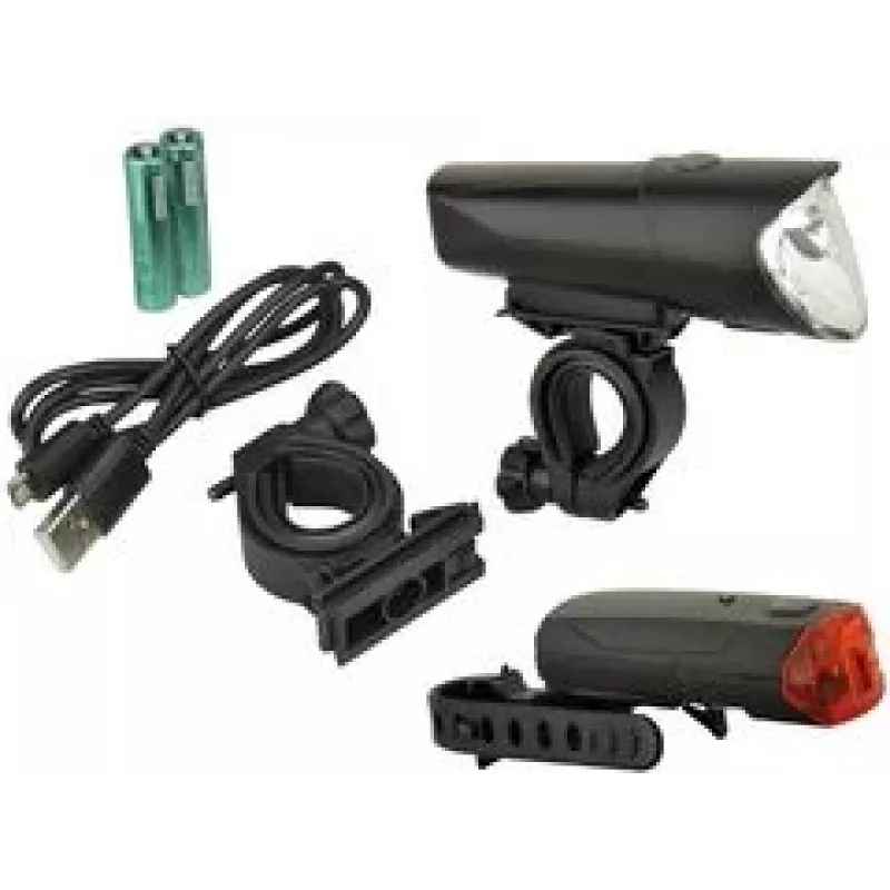 FISCHER set di illuminazione LED per bicicletta 40/20/10 lux, omologato StVZO, nero (85346)