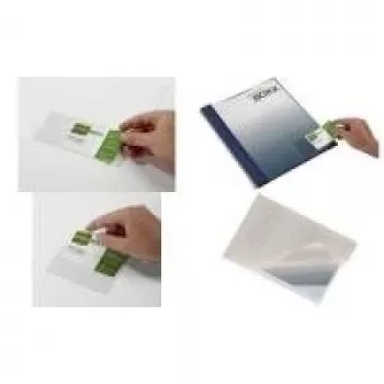 DURABLE POCKETFIX tasca autoadesiva 90x57mm, con apertura per il pollice, trasparente, confezione da 100 837919