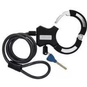 FISCHER lucchetto a cavo con supporto per telaio, 1200 mm, chiusura a manette con chiave, nero 50745