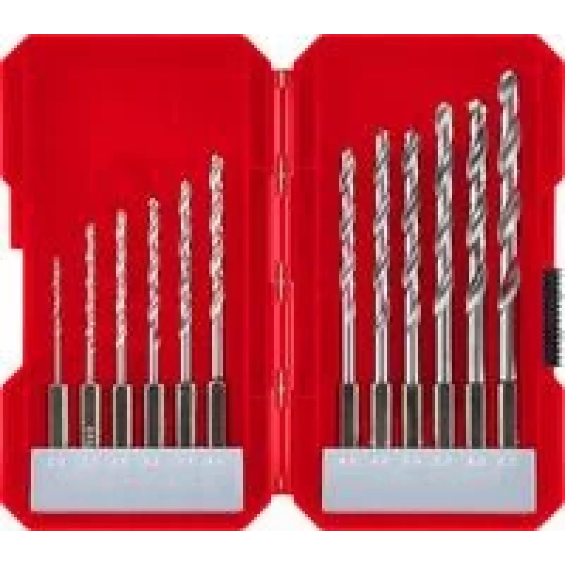 kwb 108810 set di punte elicoidali HSS per metallo, 12 pezzi, compatibile con mandrini autoserranti e a corona dentata