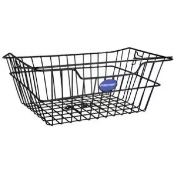 FISCHER cestino posteriore per bicicletta, filo d'acciaio a maglia grossa nero, montaggio a morsetto senza attrezzi, portata 5 kg 61036