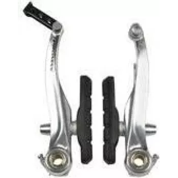 FISCHER set freni V-Brake per cerchioni con pastiglie per cerchi in alluminio, anteriore o posteriore, argento 85202