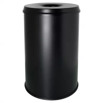 HELIT H2515695 cestino portarifiuti in acciaio con coperchio spegnifiamma, 30 L, nero, rotondo, Ø335 x 470 mm