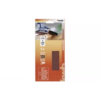 kwb 818912 fogli di carta abrasiva grana 120, 230 mm x 115 mm, 5 pezzi