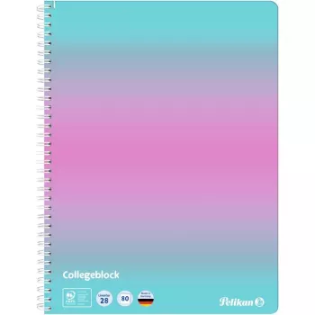 Pelikan Collegeblock Color Edition A4 menta/rosé a righe con 2 margini, 80 fogli, 70 g/m² senza legno, 4 fori, 1 pezzo 400197019
