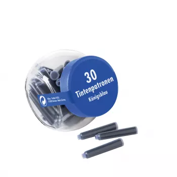 Pelikan 4001 Standard International Cartucce d'inchiostro corte per penne stilografiche, blu royal, cancellabile e lavabile, 30 cartucce in barattolo 300003745